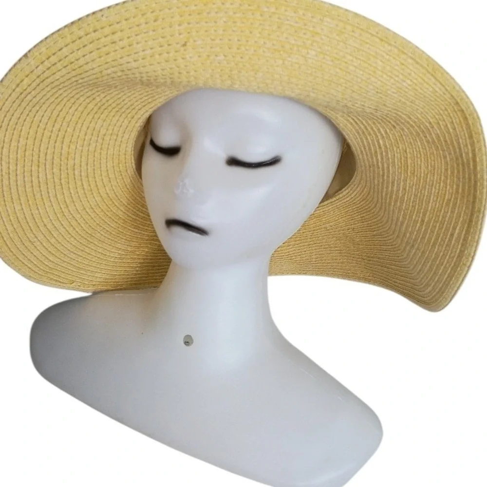 Womens‎ Wide Brim Floppy Straw Sun Hat Tan Paper Braid Buckle Band Summer Beach